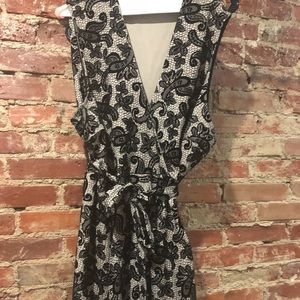 Black and Nude Dress with Flower Embroidery